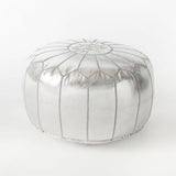 MyTindy Round Silver Moroccan Pouf ( Faux Leather), view 2