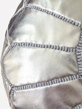 MyTindy Round Silver Moroccan Pouf ( Faux Leather), view 3