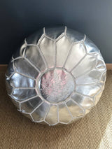 MyTindy Round Silver Moroccan Pouf ( Faux Leather), view 5