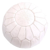 MyTindy Round White Leather Moroccan Pouf, view 4