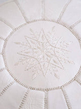 MyTindy Round White Leather Moroccan Pouf, view 6