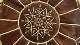 MyTindy Round Leather Moroccan Pouf , Dark Brown Color, view 3
