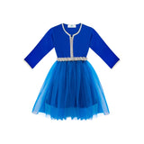 MyTindy Royal Blue Azure Moroccan Kaftan for girls kids, view 4