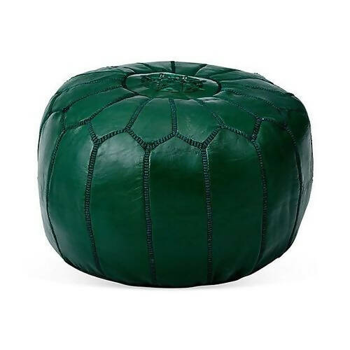 MyTindy Royal Green Leather Moroccan pouf