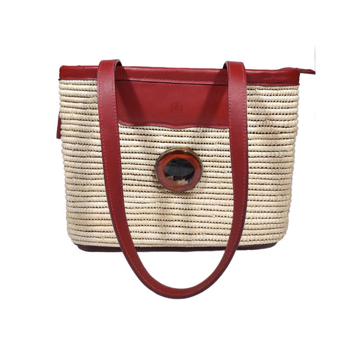 MyTindy Sac Panier en Raphia et cuir / RD