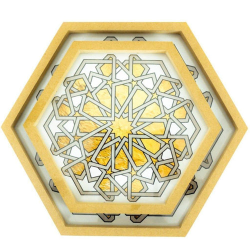 MyTindy Set of 2 Hexagonal Nested Trays with Arabic Patterns