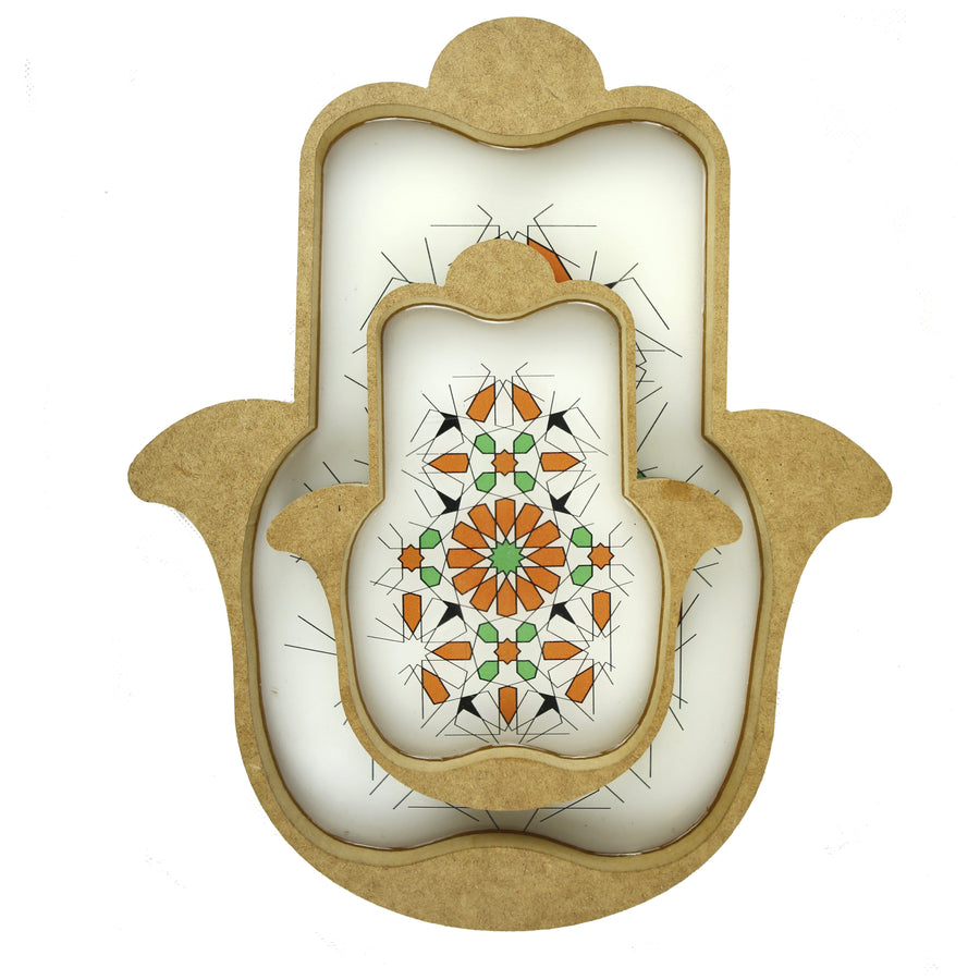 MyTindy Set of 2 Serving Trays Hand Shaped HAMSA