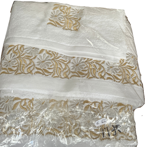 MyTindy Set of 3 Moroccan bath towels with gold trim