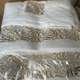 MyTindy Set of 3 Moroccan bath towels with gold trim, view 2
