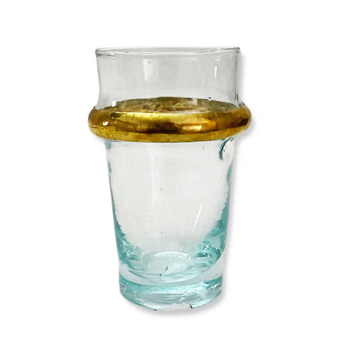 MyTindy Set of 6 Moroccan transparent cup with Gold - Medium