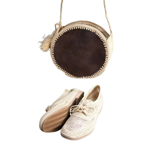 MyTindy Set of Raphia Shoes and Bag for Women