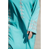 MyTindy Silver and Aqua Djellaba Moroccan Dress, view 2