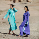 MyTindy Silver and Aqua Djellaba Moroccan Dress, view 3