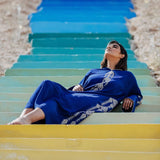 MyTindy Silver and Blue Djellaba Moroccan Dress, view 3