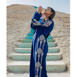 MyTindy Silver and Blue Djellaba Moroccan Dress, view 4
