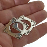 MyTindy Silver Square Earrings, view 3