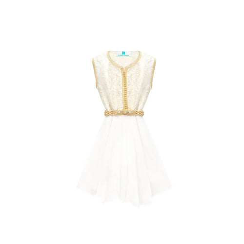 MyTindy Sparkling white Moroccan Kaftan for girls kids
