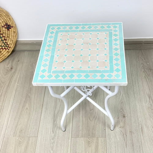 MyTindy Square table 100% handcrafted Zellige - Mid century mosaic Flair - Mosaic Table for Garden and Indoor - mosaic tiles table top Modern