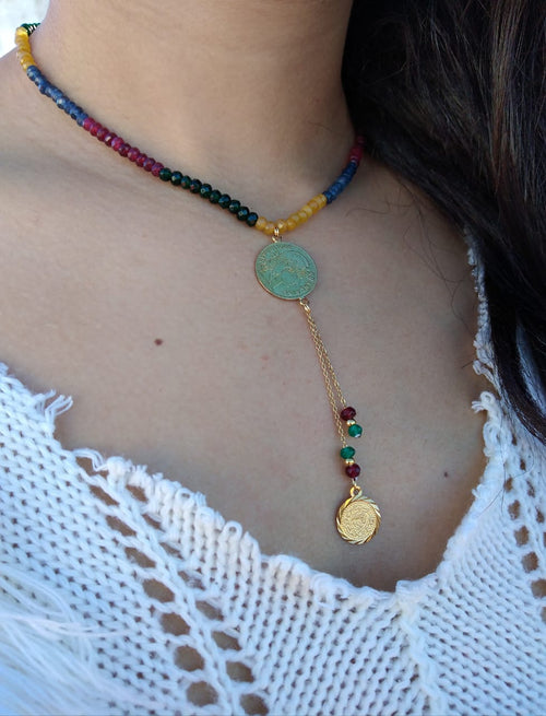 MyTindy steel necklace with natural stones