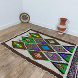 MyTindy Stunning Brown Moroccan Rug - Unique Multicolor Wool Carpet - Colorful Green Area Rug 3x5ft, view 3