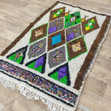 MyTindy Stunning Brown Moroccan Rug - Unique Multicolor Wool Carpet - Colorful Green Area Rug 3x5ft, view 4