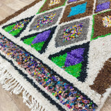 MyTindy Stunning Brown Moroccan Rug - Unique Multicolor Wool Carpet - Colorful Green Area Rug 3x5ft, view 5