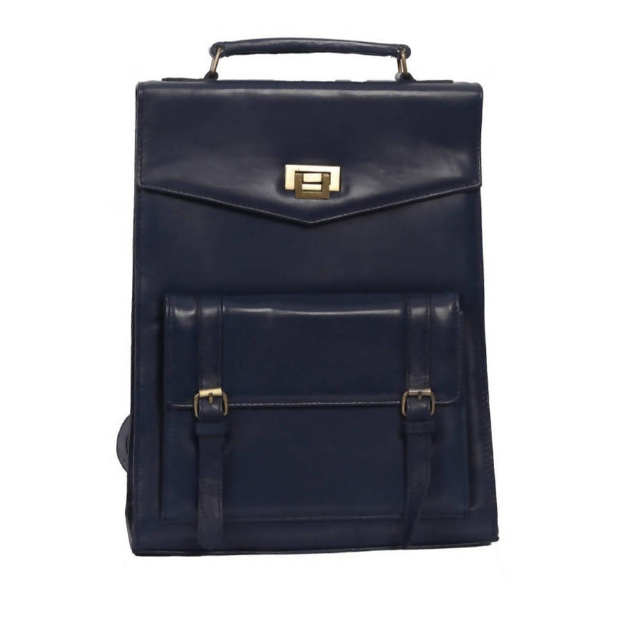 MyTindy Stylish leather blue backpack