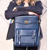 MyTindy Stylish leather blue backpack, view 2