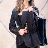 MyTindy Stylish leather blue backpack, view 3