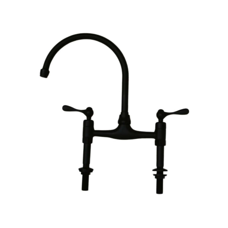 MyTindy Antique Matte Black Bridge Kitchen Faucet Made Of Solid Brass