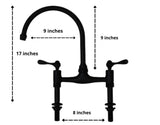 MyTindy Antique Matte Black Bridge Kitchen Faucet Made Of Solid Brass, view 2