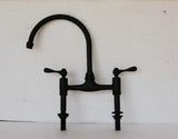 MyTindy Antique Matte Black Bridge Kitchen Faucet Made Of Solid Brass, view 3