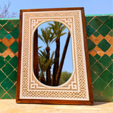 MyTindy Framed Hand Carved Plaster Wall Mirror, Authentic white Finish, view 2