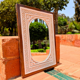 MyTindy Framed Hand Carved Plaster Wall Mirror, Authentic white Finish, view 4