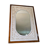 MyTindy Framed Hand Carved Plaster Wall Mirror, Authentic white Finish, view 5