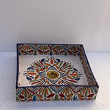MyTindy Hand-Painted Moroccan Ceramic Bathroom Basin – Square Colorful Floral Design Washbasin, view 5