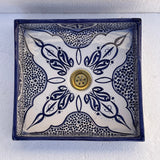 MyTindy Hand-Painted Moroccan Ceramic Bathroom Sink – Square Blue & White Traditional Washbasin, view 2
