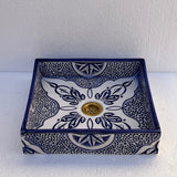 MyTindy Hand-Painted Moroccan Ceramic Bathroom Sink – Square Blue & White Traditional Washbasin, view 4