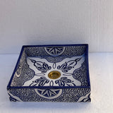 MyTindy Hand-Painted Moroccan Ceramic Bathroom Sink – Square Blue & White Traditional Washbasin, view 5