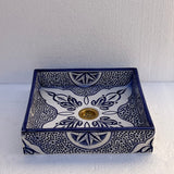 MyTindy Hand-Painted Moroccan Ceramic Bathroom Sink – Square Blue & White Traditional Washbasin, view 6