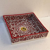 MyTindy Hand-Painted Moroccan Ceramic Sink – Square Red Arabesque Design, view 2