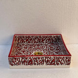 MyTindy Hand-Painted Moroccan Ceramic Sink – Square Red Arabesque Design, view 3