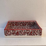 MyTindy Hand-Painted Moroccan Ceramic Sink – Square Red Arabesque Design, view 4