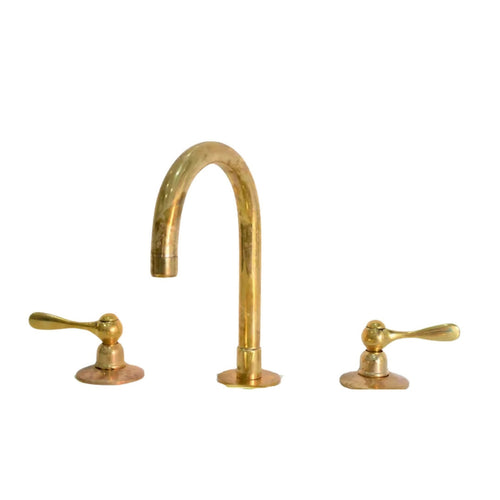 MyTindy Lever Handles Brass Three Holes Faucet For Bathroom Vanities