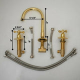 MyTindy Lever Handles Brass Three Holes Faucet For Bathroom Vanities, view 4