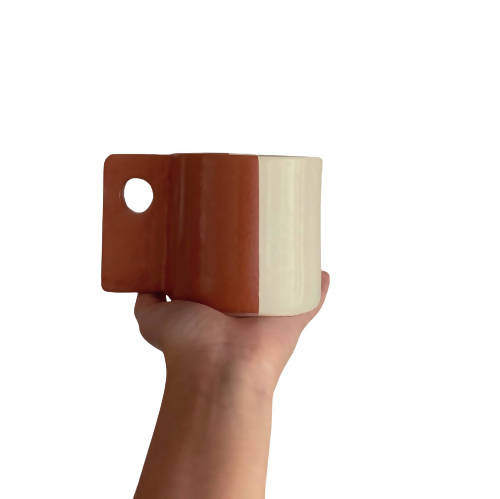 MyTindy Terracotta and White mug