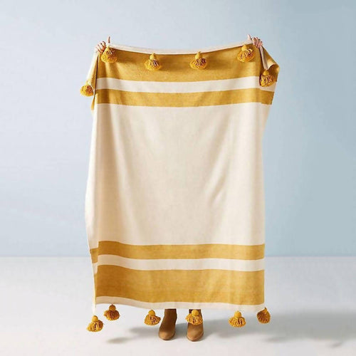 MyTindy The Backpacker Yellow and Cream Blanket