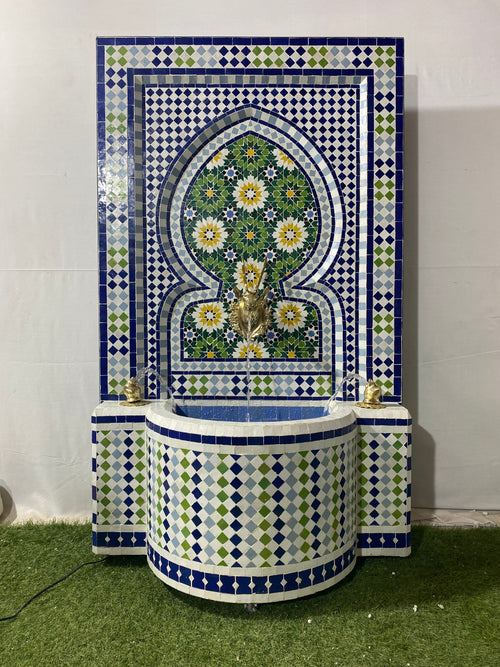 MyTindy Tiered water Mosaic Fountain for Outdoor and Indoor, Mid Century Fountain water inside, Moroccan Mosaic Fountain