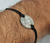 MyTindy Tiznit - Silver Coin Bracelet with Black Cord, view 2