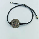 MyTindy Tiznit - Silver Coin Bracelet with Black Cord, view 4